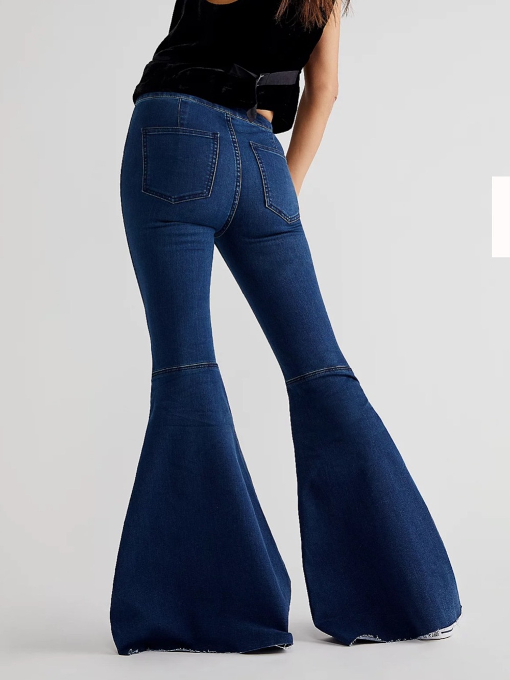 Free People Dark Blue High-Rise Flare Jeans